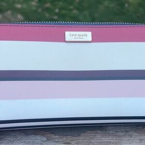 Kate Spade Pink and White Striped Wallet
